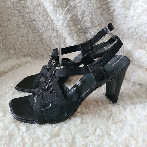 VTG Y2K Stuart Weitzman Womens 6.5 AA Square Toe Block Heels  Stuart‎ Weitzman Y2K Square Toe Strappy Heeled Sandals sz 9.5